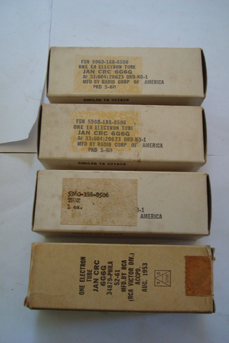 TUBOS RCA JAN CRC-6G6G, COMBINADOS QUAD 1960, PLACAS NEGRAS, GETTER ""D', - Imagen 10 de 13