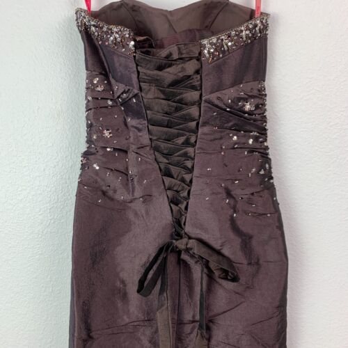 Vintage 90s Y2K Flirt by Maggie Sottero Brown Sequin Long Formal Prom Dress 4 - Picture 3 of 11