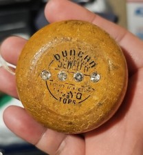 1950  s VINTAGE Brown Wooden Duncan Jeweled Tops Tournament Yo-Yo - Read Below