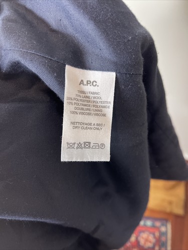 A.P.C Mens Mac Wool Blue Jacket Coat Size 36 - Picture 11 of 11