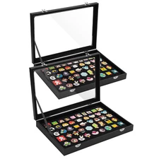 2pcs Clear Pin Display Case Dustproof Pin Collection Showcase Storage Organizer