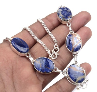 RARE Natural Sodalite Pendant /& 925 Silver Plated Antique Style Handmade Pendant Size-2.3 Gemstone Jewelry A114