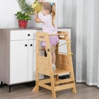 Bamboo Toddler Step Stool Kids Kitchen Counter Learning Standing Helper Tower