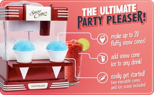 Shaved Ice and Snow Cone Machine, Retro Table-Top Slushy Machine Makes 20 Treats - Picture 6 of 8