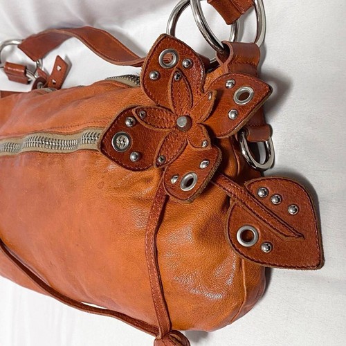 Rare Miu Miu 2000s Archive Flower One Shoulder bag Leather vintage Y2K orange JP - Bild 5 von 10