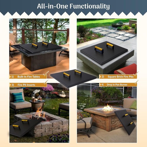 Fire Pit Snuffer Lid - 28x28 Fire Pit Cover Square - Rust Resistant Fire Pit Lid - Bild 7 von 8