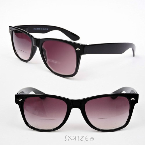 Bifocal Sun Readers Black Classic Frame Geek Retro Style Reading Sunglasses - Imagen 7 de 16