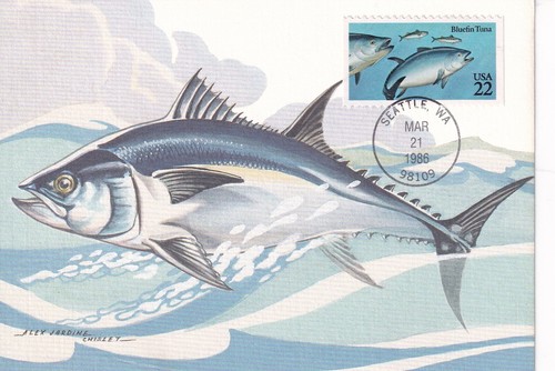 USA 1986 FIVE FIRST DAY COVERS ON MAXI CARD, FISH - Picture 7 of 10