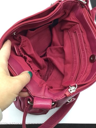 Stone Mountain Purse Red Leather Shoulder Handbag Adjustable Strap - Picture 11 of 12
