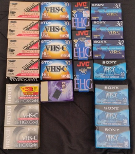 Sealed Lot Of 22 VHS-C Tapes Maxell TDK JVC Sony New VHS C VHSC