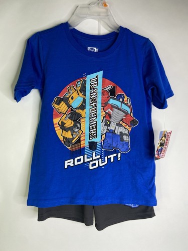 Transformers 2 Piece Short Sleeve Tee T-Shirt Shorts Outfit Set Kids Boys Size 7 - Picture 1 of 11