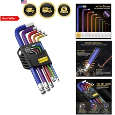 Hex Key Set 9PCS Metric Allen Wrench Set Ball End Anti-Slip Color Coded Tools
