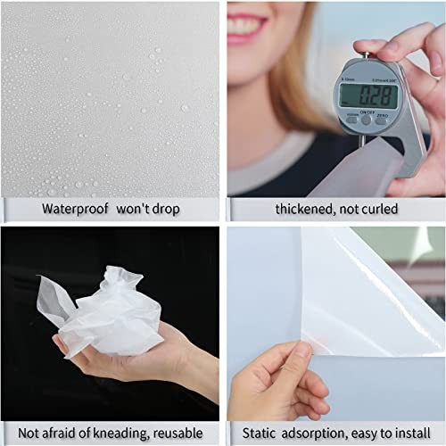 Frosted Glass Window Film with Tools,Reusable Window 23.6Inch×196.9Inch White