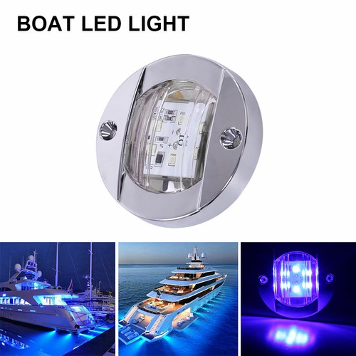 4 PIEZAS Luces LED de popa de popa azul de 3" para barco marino cubierta de cabina luz de cortesía - Imagen 12 de 15