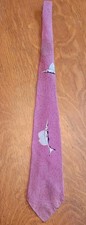 Vintage Men's 50s Silk Fishing Tie Marlin Fishing Hooks