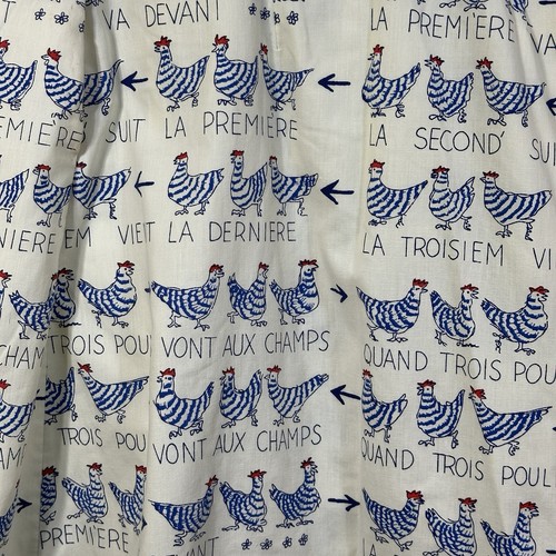 Vintage Chicken All Over Print Wrap Skirt French Text Pockets Farm Cottagecore - Picture 2 of 7
