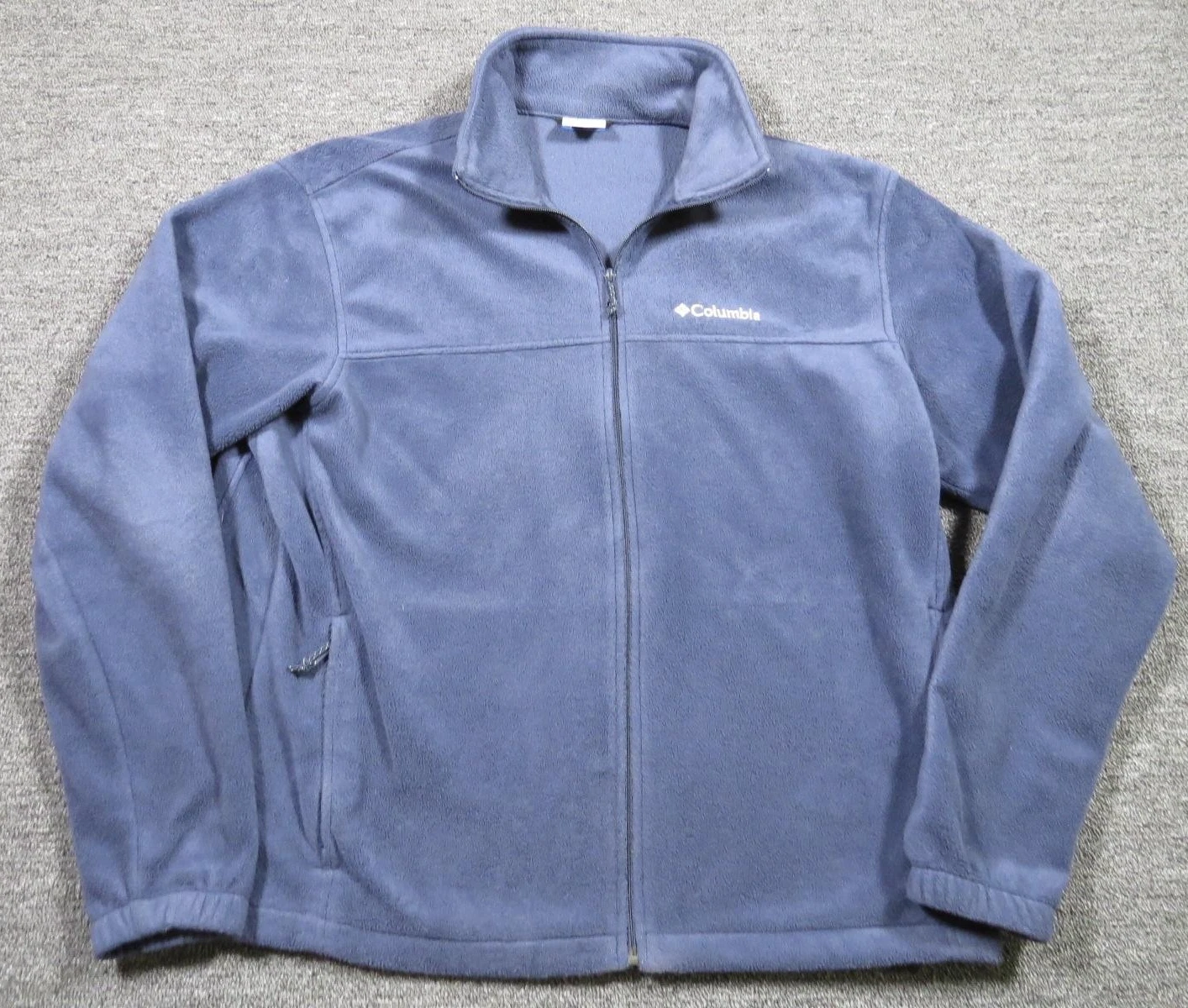 Columbia Fleece Jacket Mens XL Blue Full Zip Stand Collar Embroidered Logo