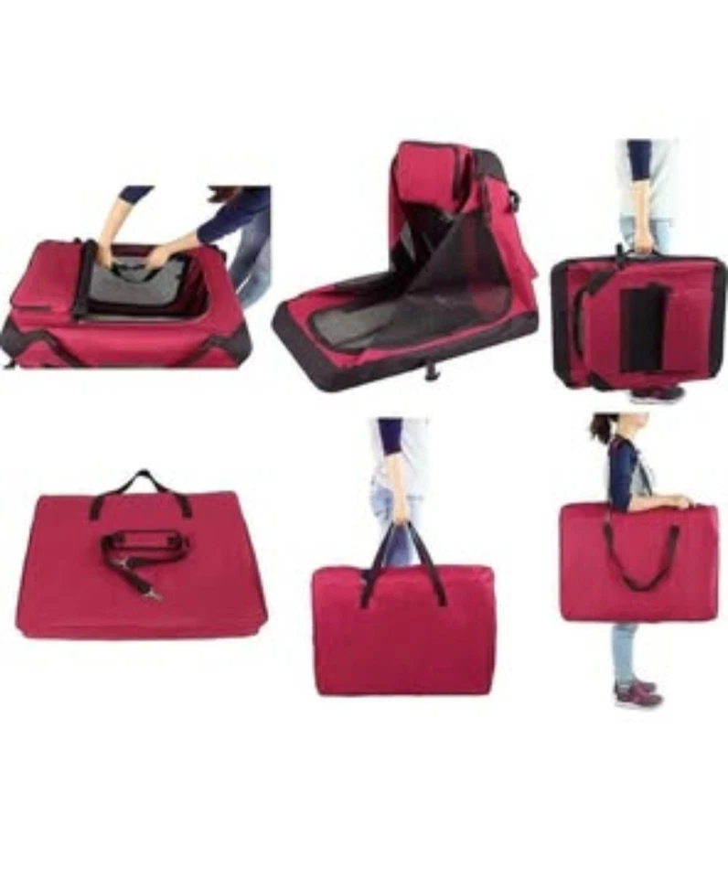 EliteField Soft Dog Crate 3-Door Folding Carrying Bag 36"X24"X28" Fleece Bed - Image 4 of 4