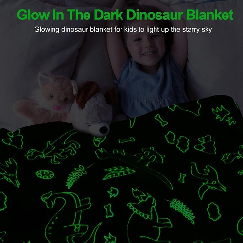 Dinosaur Blanket for Boys, Glow in the Dark Blanket for Kids, Toddler7323 - Picture 5 of 7
