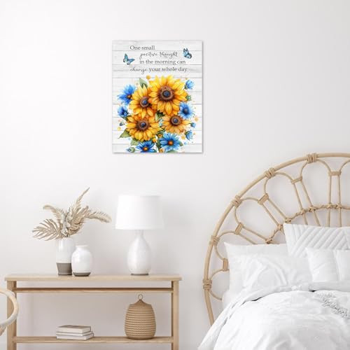 Blue and Yellow Floral Canvas Wall Art for Living Room Sunflower and - Picture 5 of 8