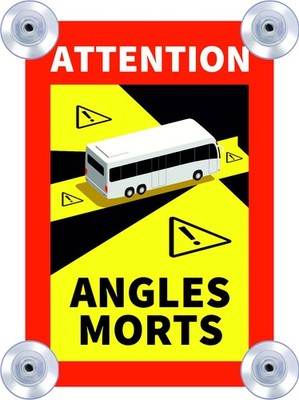Angles Morts Wohnmobil/Bus Metallschild mit 4x Saugnäpfen