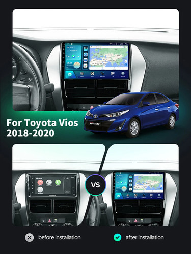 For Toyota Vios Yaris 2018-2020 Android Auto CarPlay Car Radio GPS Player Screen - Foto 23 di 40