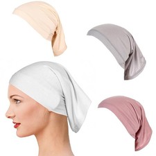 Women Under Scarf Hat Hijab Cap Islamic Hijab Undercap Bonnet Cap Muslim Inne...