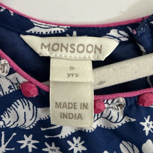 MONSOON Mädchen Größe 9 Käfer blau rosa Partykleid formell Landhaus Lagenlook Unikat - Bild 9 von 12
