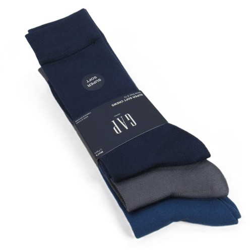 Calcetines GAP súper suaves para hombre 3 pares azul marino/azul francés/gris talla única - Imagen 2 de 4