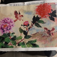 Diamond Painting Finished Completed 3D Wall Art Flowers Pink Purple, Red  Birds