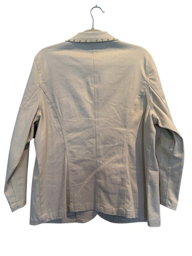 D2 By Diane Gilman Damen Blazer Jacke mit Verzierung Beige Größe 1X - Bild 2 von 10