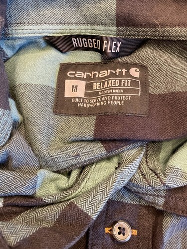 Herren Carhartt Rugged Flex Relaxed Fit Flanellhemd Medium grün schwarz kariert - Bild 3 von 4