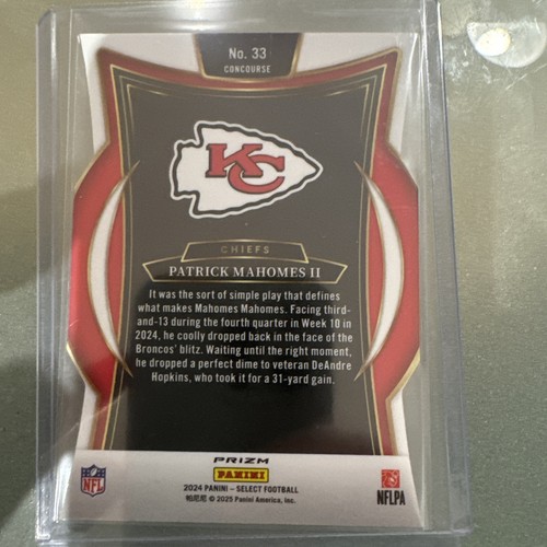 2024 Panini Select Concourse Patrick Mahomes II #33 Silver Prizm Die-Cut - Bild 2 von 2