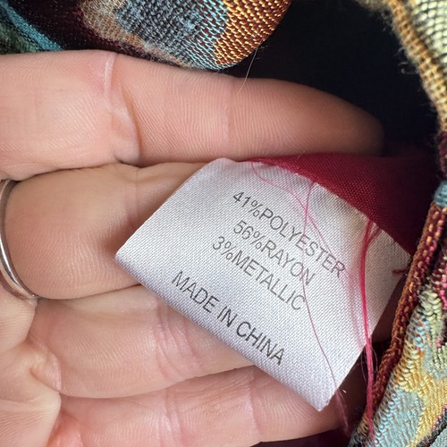 Abrigo Zashi vintage para mujer mediano metálico brocado chaqueta larga botón texturizado - Imagen 7 de 14
