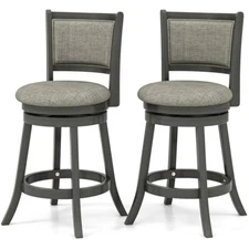 Bar stools set of 2, counter height swivel chairs with soft-padded bac
