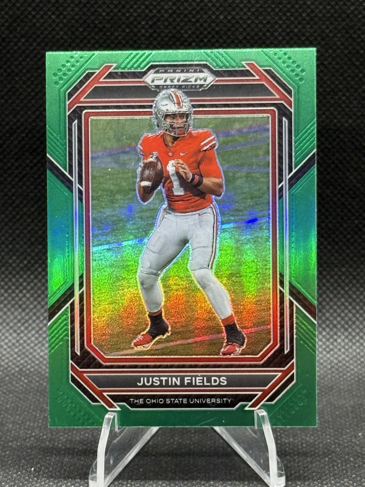 2021 Panini Prizm Draft Picks Justin Fields #121 Green Prizm (RC) Ohio State