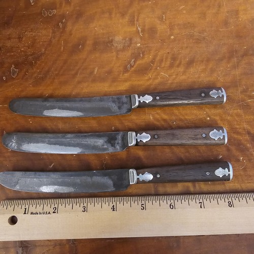 Antique J. Russell & Co. Green River Works Butter Knife Lot Inlay Wood Handles - Picture 6 of 6