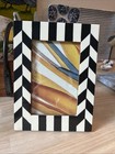 Bone Inlay Ivory & Black Photo Frame Stripe & Chevron Design-6”x8”