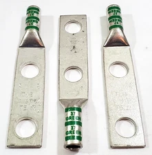 Lot of 3 Thomas Betts 54857BE Two Hole  #1 AWG Crimp Lugs 1/2" Hole 600 Volt