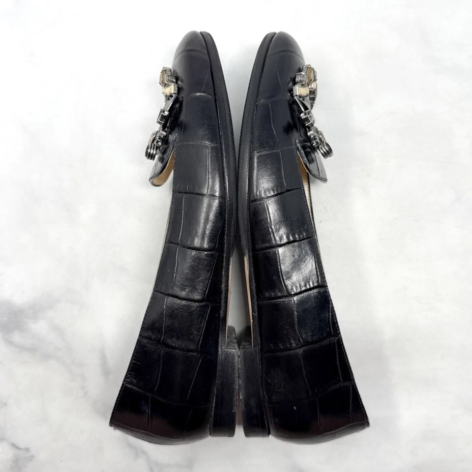 Mocassim Christian Dior Cofre Cristal Croc Couro Enfeitado Preto - Imagem 4 de 4