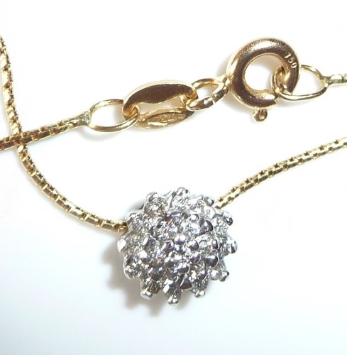 Kette mit Anhänger 750 Gelbgold, Weißgold 0.30ct. Diamanten 45 cm lang 3,3gr - Bild 7 von 9