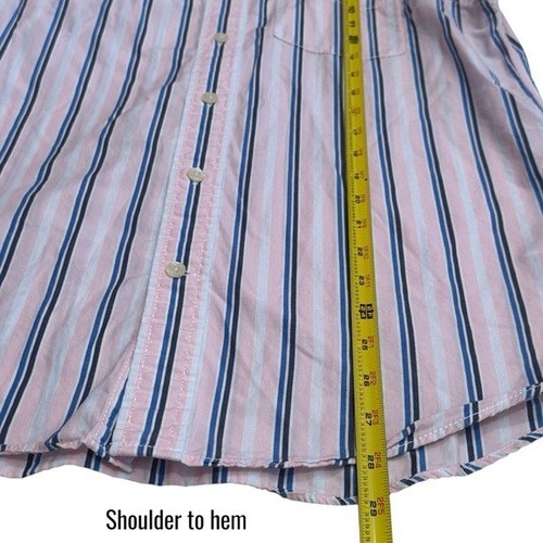 Tommy Hilfiger Pink and Blue Men's Striped Button-Down Shirt Preppy Career S - Picture 10 of 10