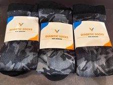 3 Pair ViaSox Non-Binding Diabetic Socks Knee High Black XL Mens 13+ Womens 14+