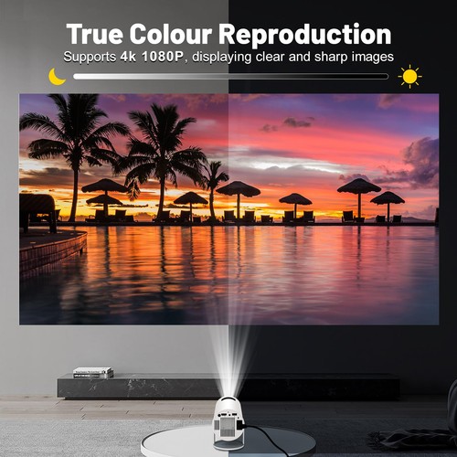 Mini Projector with WIFI 6 and Bluetooth, 4K 1080P Support Portable Projector... - Picture 2 of 9