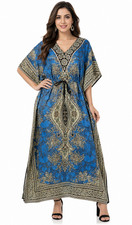 Women Hippie Boho Caftan Kimono Sleeve Kaftan Printed Summer Wear Maxi Dresses