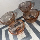 Sharon Cabbage Rose Pink Depression Cups Lot of 4 Federal Glass Company
