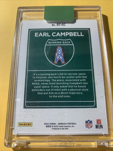 2022 Donruss Earl Campbell Downtown Houston Oilers #DT-EC Case Hit - Picture 2 of 2
