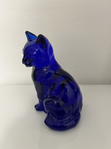 SELTENE Vintage Fenton Katzenfigur - blaues Glas - UV leuchtet - 3,75 Zoll sitzendes Kätzchen Kätzchen  - Bild 5 von 10