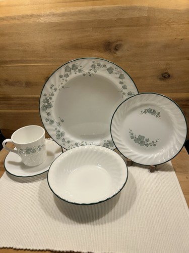 Corelle Corning Callaway Ivy Swirl 10 Piece Service For 2 Green USA - Picture 3 of 8