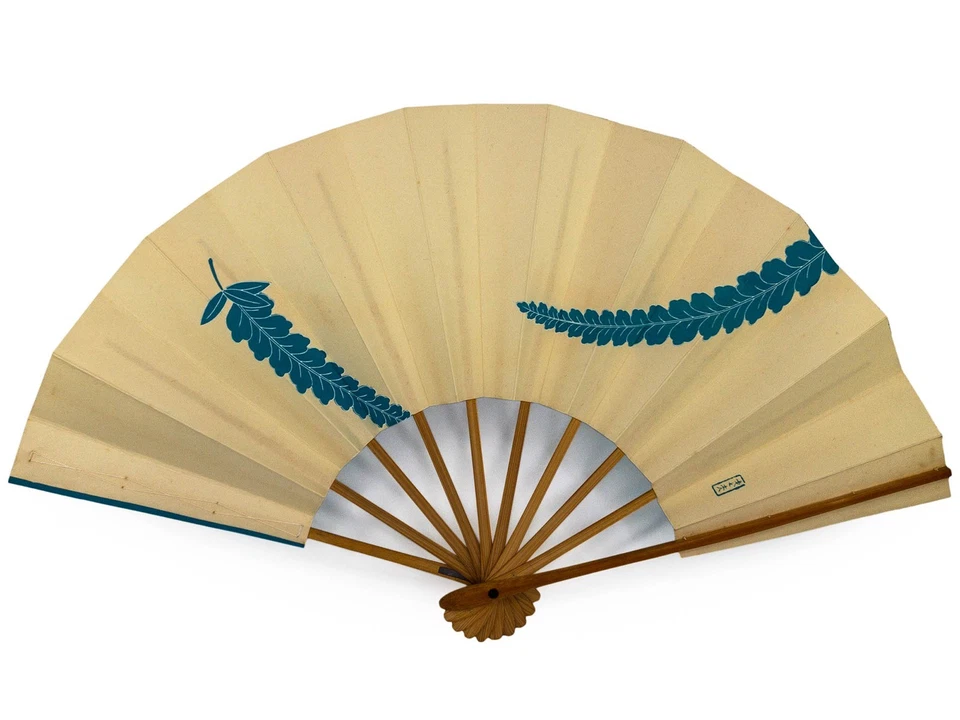 Ventilador de baile plegable japonés Maiogi de colección ligeramente usado en caja de almacenamiento original Foto 2 de 3